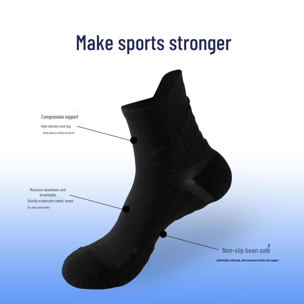 Autumn/Winter Mid-Calf Sports Socks for Couples - Quick-Dry Running, Cycling, Fitness with Massage Soles.