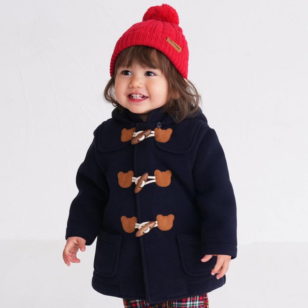 MIKI HOUSE HOT BISCUITS Duffle Boys and Navy Coat, Girls, Blue, 120cm, 73-3803-493
