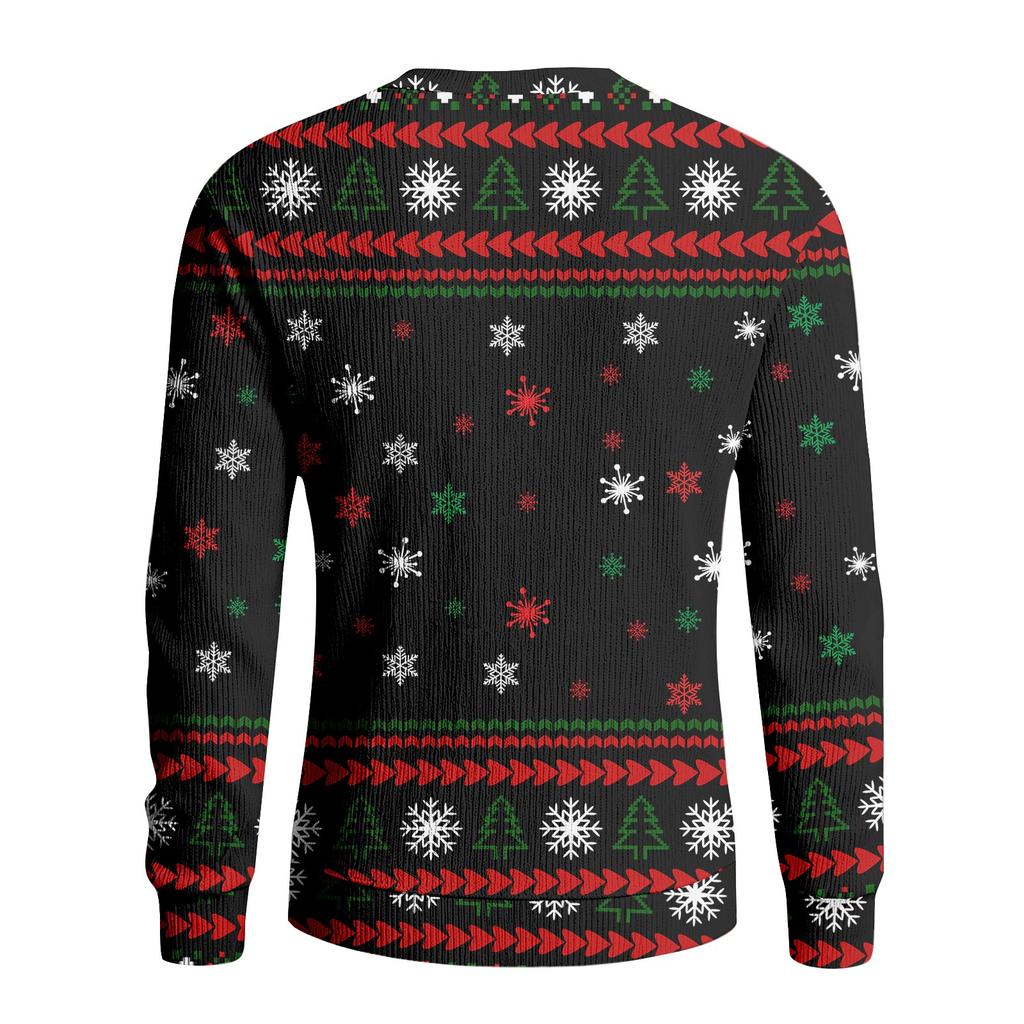 Herre Trykket Rund Hals Langermet Ribbestrikket Genser