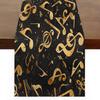 Black Gold Musical Notes Linen Table Runner Party Decor Reusable Kitchen Dining Table Runner for Farmhouse Home Wedding