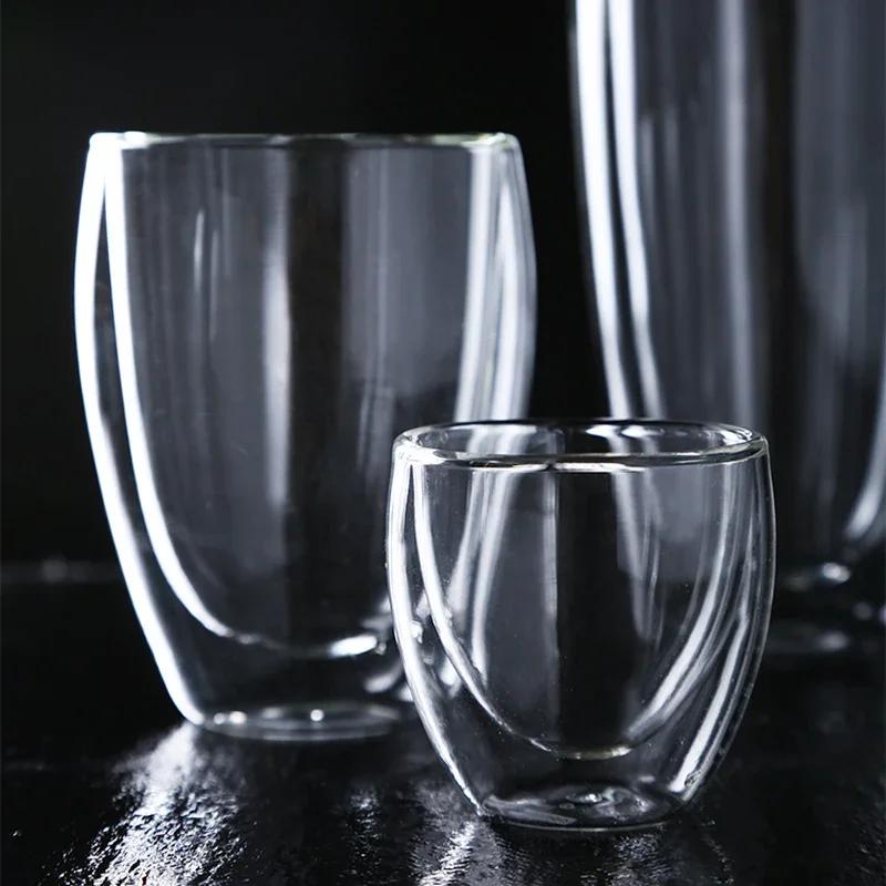 4 Stück 350 ml doppelwandige Glastasse, isolierte Kaffeetasse, Teetasse, Wassergläser für Getränke, Milch, Saft, Latte, Kaffeetassen, Trinkgeschirr