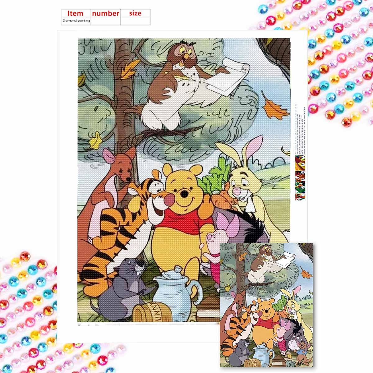 

Алмазная живопись своими руками Винни Пух и его друзья Набор для вышивания крестиком Мозаичное искусство Алмазная живопись Полный круглый алмаз Домашнее украшение Round 20x30cm