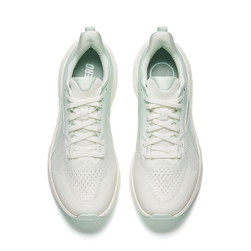 Anta Cloud Feel Simple Versatile Rebound Height Increasing Lightweight Breathable Low Top Casual Running Shoes Women Sneaker White Green 922525537-4