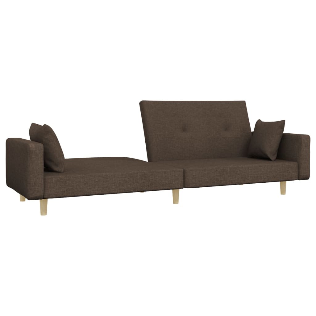 2 Seater Sofa Bed with 2 Cushions Taupe Fabric