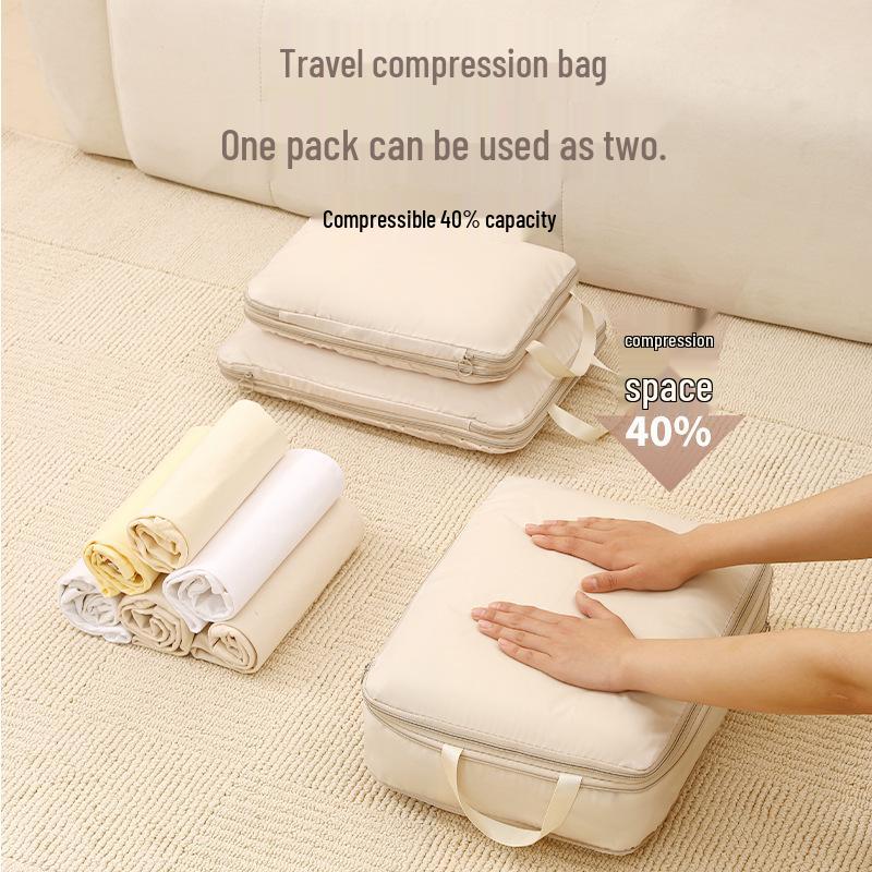 Four-Piece Travel Compression Bag Set for Clothes, Underwear, Toiletries, and Cosmetics