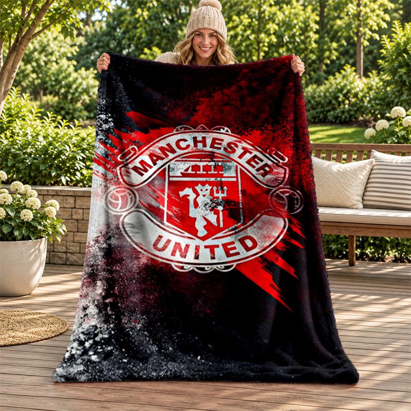 FC Manchester blanket Flannel Blanket Soft Cozy Plush Throw for Sofa Bed Lightweight Home Decoration Gifts for Christmas various holidays
