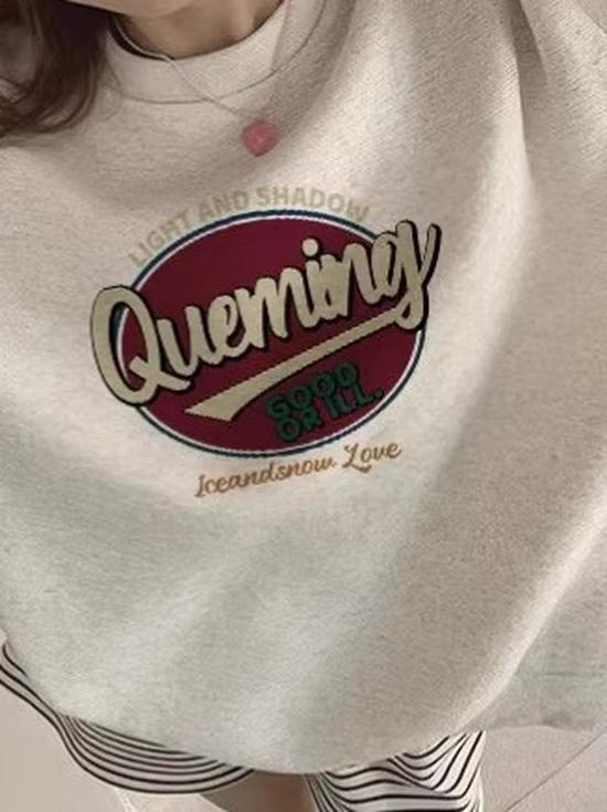 Women's Oversized American Retro Plush Hoodie - Korean Style, Unisex, Spring & Autumn 2026 Collection