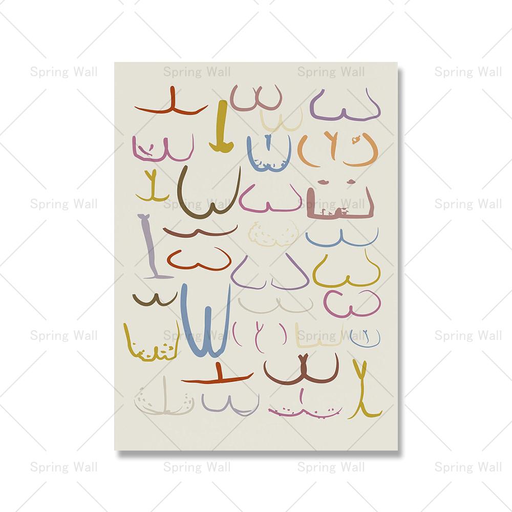 

Забавная красочная ванная комната, тело, попка, грудь, настенное искусство, холст, картина, постер и принт, обнаженные минималистичные линии, картинки для гостиной 21x30cm No Framed