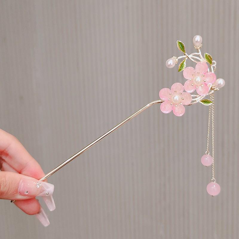 

Элегантная заколка-кисточка с цветком персика - 2023 Заколка для волос в стиле ханьфу