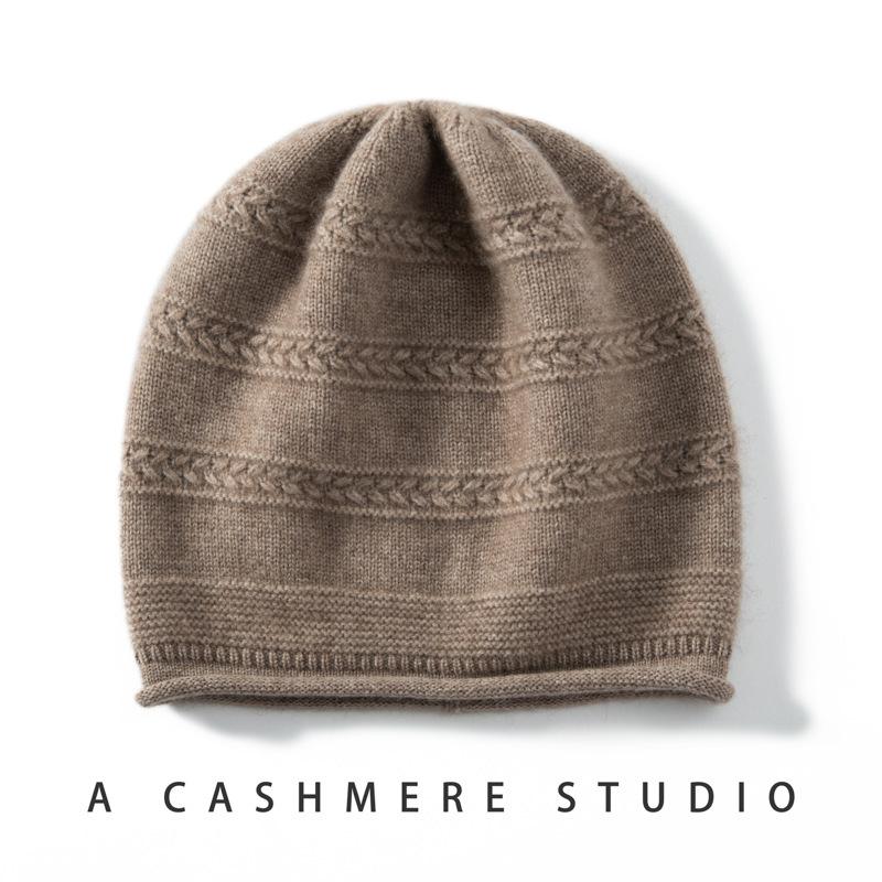 Autumn and Winter Popular Cashmere Hat Women's Fashion Twisted Bag Head Hat Thermal Ear Protection Wool Hat Solid Color Versatile Hat