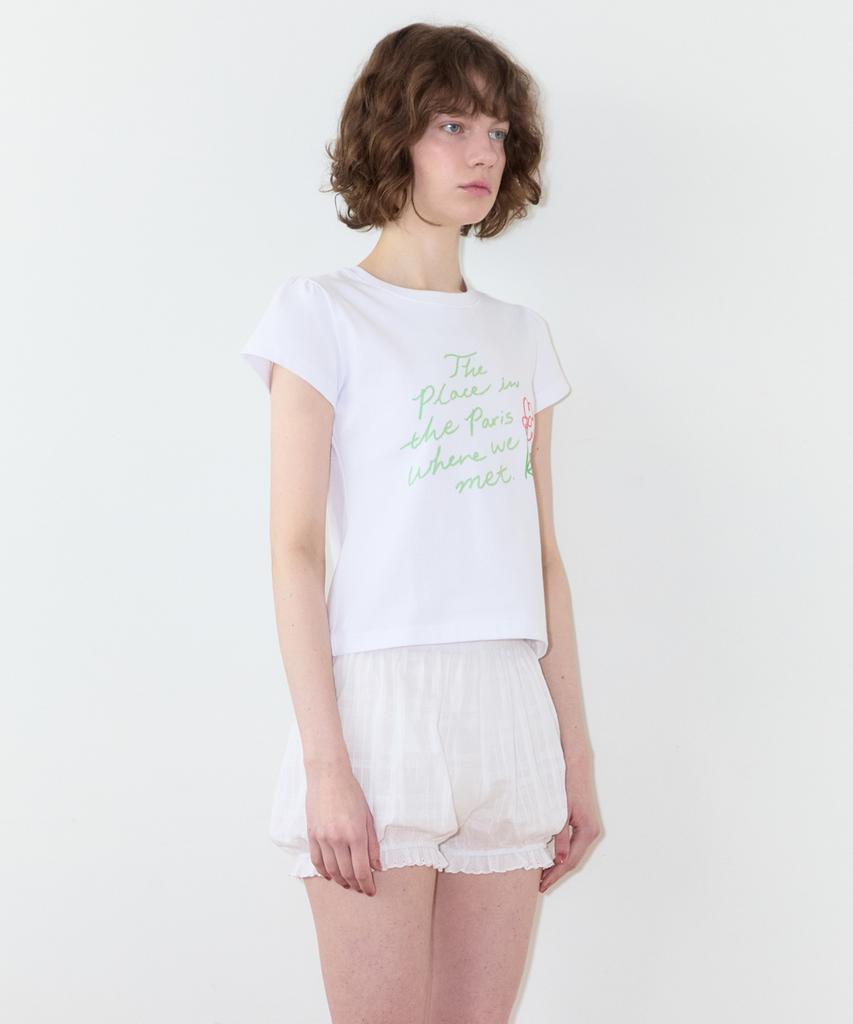 SINOON Flower Lettering Puff T-Shirt (White)