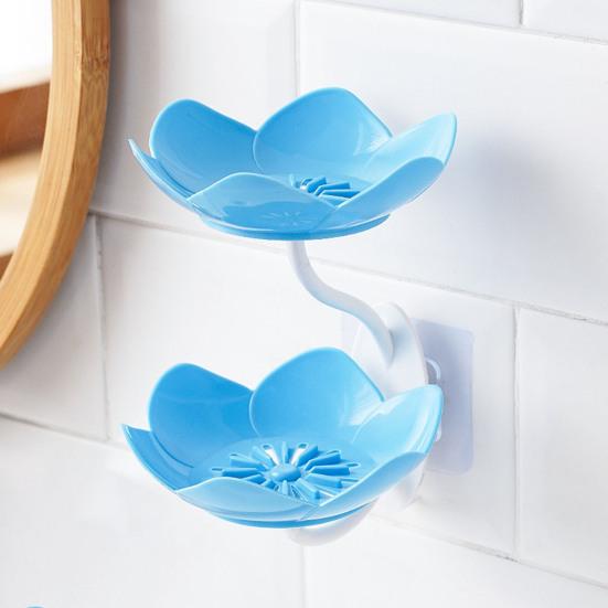 2/4Pcs Soap Box Double-Layer Design Suction Cup Soap Rack No Drilling Installation