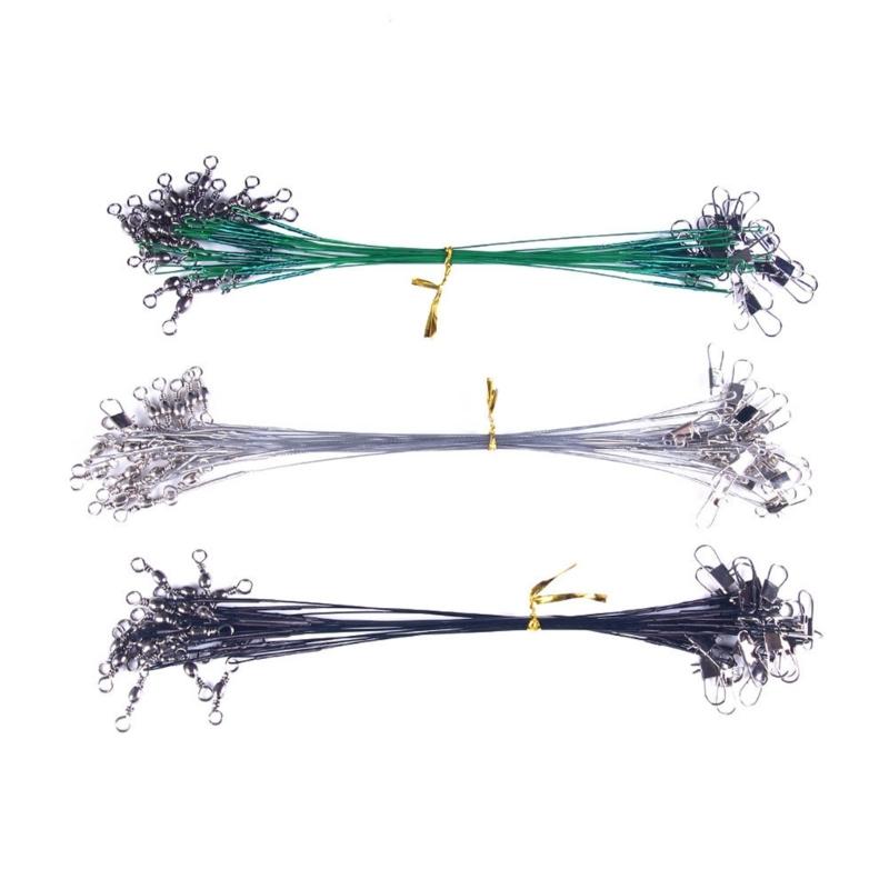 50 szt. Przypony z drutu wędkarskiego ze krętlikami i agrafkami, Przypony z drutu wędkarskiego ze stali nierdzewnej, Złącza agrafkowe