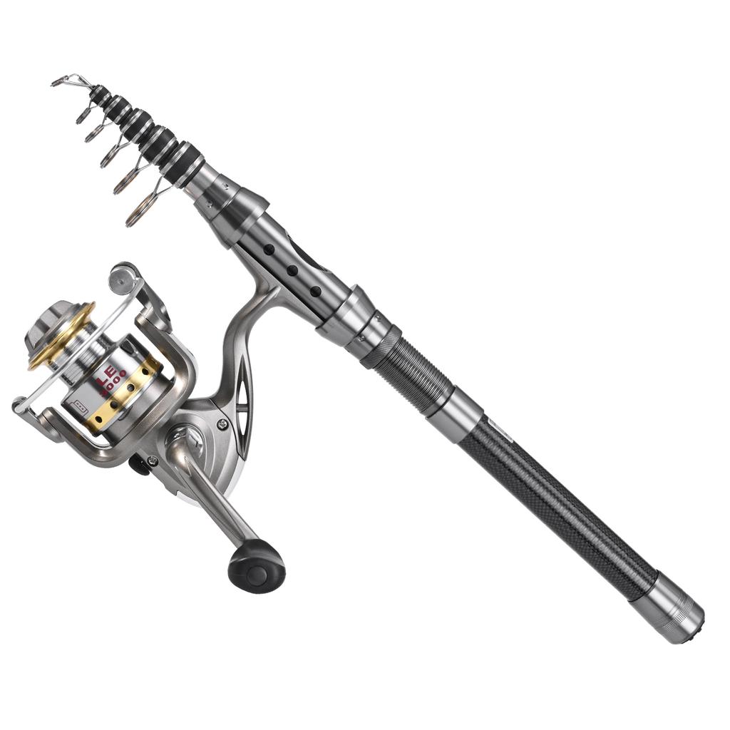 Fishing Pole Combo Set 2PCS Rod and Reel Telescopic Fishing Rod Carbon Reels Fishing Accessories 2.