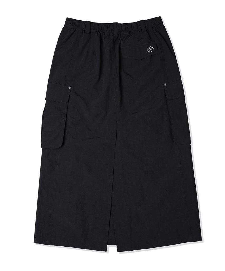 WACKY WILLY Women'S Nylon Cargo Long Skirt Black