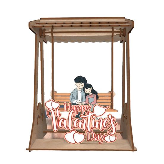 Swing Chair Couple Ornament Farmhouse Rustic Handmade Couple Table Sign Valentine's Day Anniversary Home Office Desktop Decoration