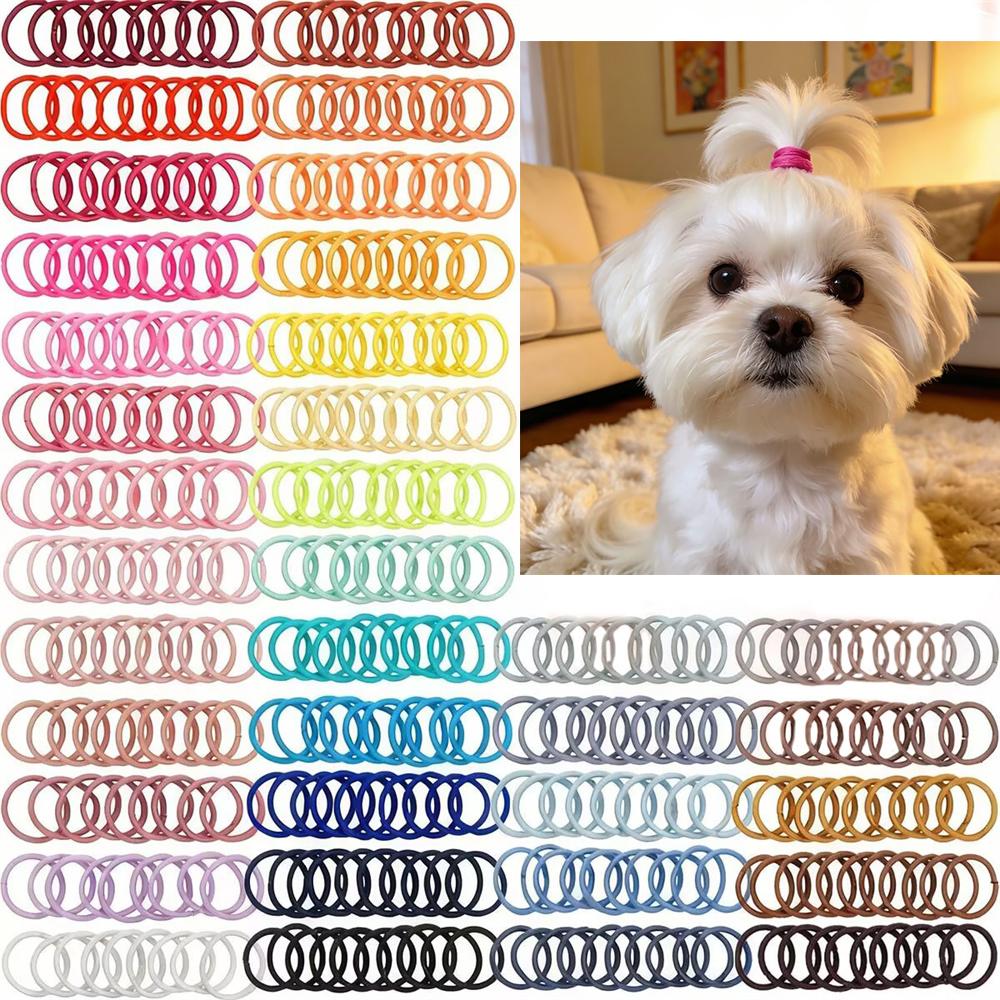 100/200 Stück Großhandel Hundehaarschmuck Kleine Hunde Haarspangen Gummibänder Einfarbige Elastikbänder Yorkshire Mode Pflege-Schleifen
