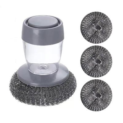 Yousheng Potten Schoonmaakborstel Comfortabele Greep Zeepdispenser Keuken Schrobber met Vervangbare Borstelkop Eenhands Zeepbediening Antislip Ergonomisch Handvat
