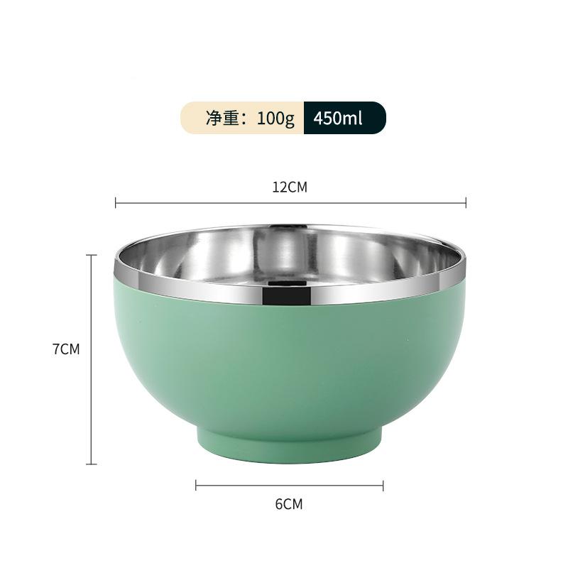 

12 см 304 нержавеющая сталь детская рисовая миска двухслойная изолированная миска для хлопьев антипригарный детский контейнер для еды кухонная посуда зелёный