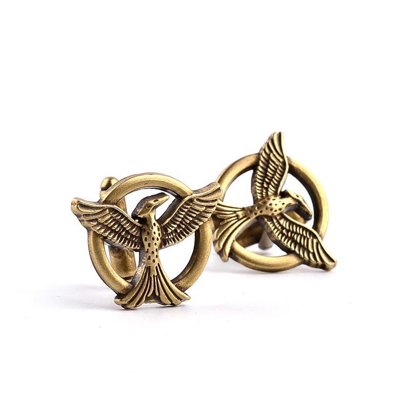 

Jewelry Hunger Games Zinc Alloy Retro Round Brand Bird Head Cuff Links Men s Shirt Cufflinks