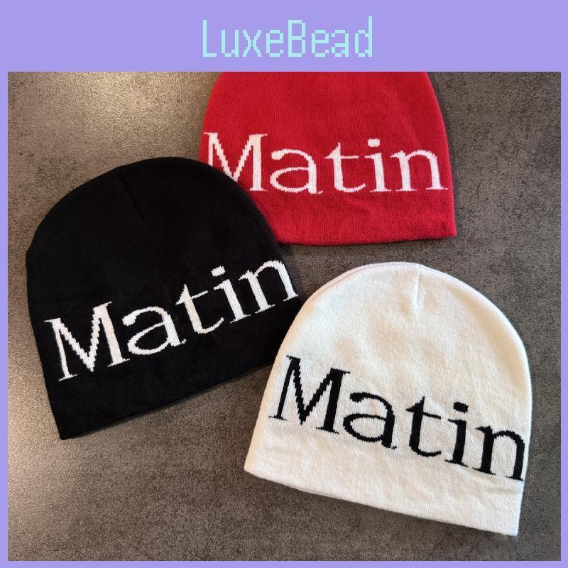 Streetwear Letter Matin Knitted Beanie Warmth Ear Protection Cold Seasons Cap