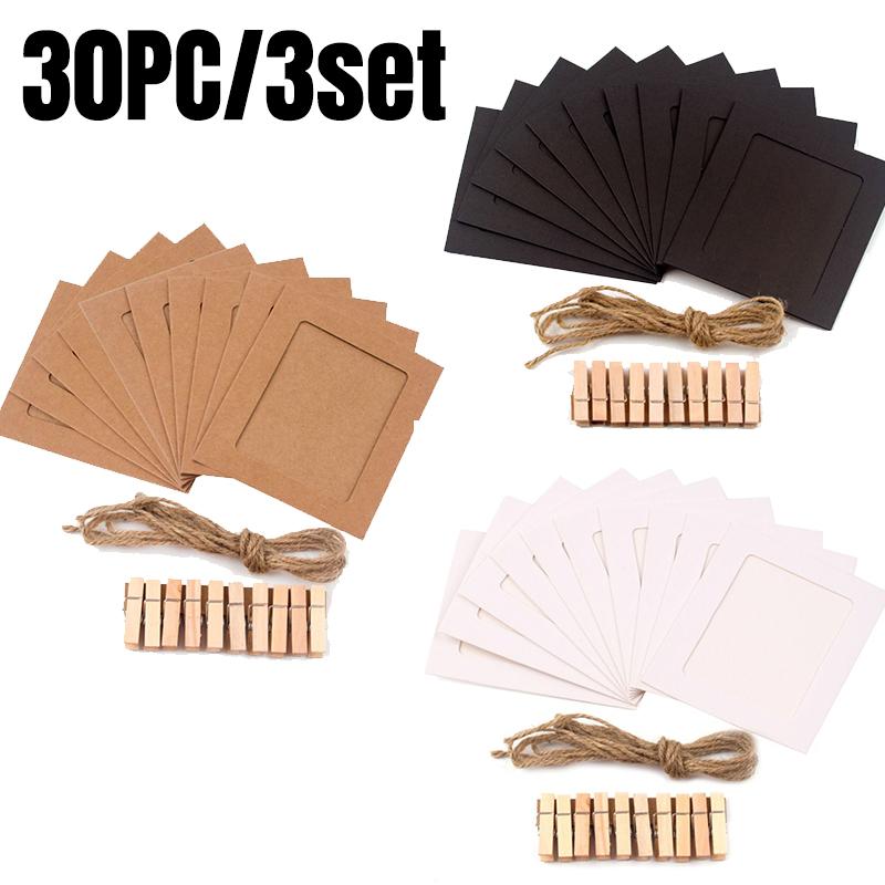 1Inch 11pc/set DIY Craft Photo Frame With Clip and Rope Photo Wall Photo Frame Hanging Picture Album Home Wedding Birthday Decor