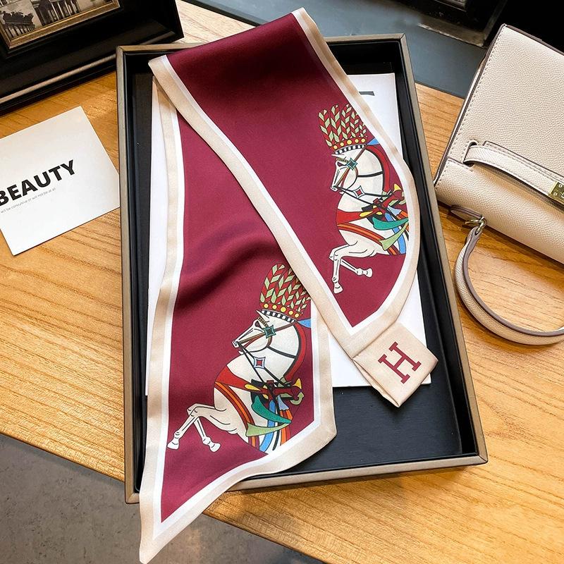 Fashion new cross small silk scarf women's headband Korean version spring, autumn and summer professional scarf small scarf square scarf headband