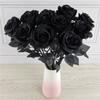 Gothic Style Artificial Black Rose Flowers Pure Black Fake Rose Flower  Wedding Home Party Decor