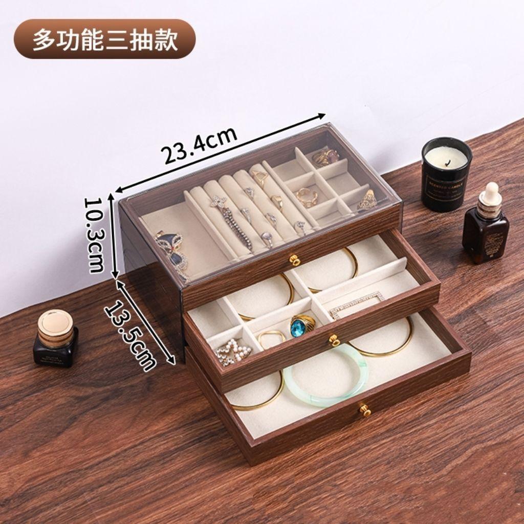 

Exquisite Walnut Storage Box Ring Necklace Bracelet Jewelry Earrings Stud Earrings Multi Layer Jewelry Box Home Organizer
