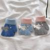 Cute Little Fish Gloves Winter Warm Baby Half Finger Cartoon Boy Minute Hand Knitted Color Blocking Gloves