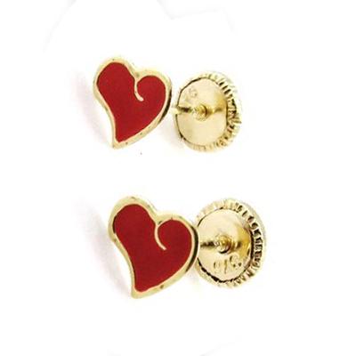 [J0414] – Rote „Love“-Ohrringe (Gold – 9 Karat) – 6 x 5 mm