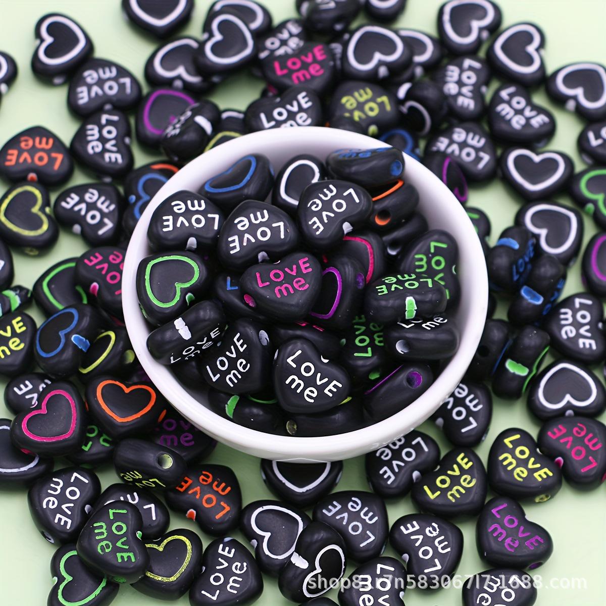 

Acrylic Colored Alphabet Heart Beads for DIY Jewelry White Heart Alphabet Beads