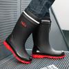 British fashion black and red men's medium rain boots night back beam of light waterproof shoes non-slip men's rain boots fishing foot protectors
