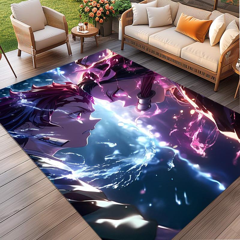 Demon Slayer Print Rug, Washable Floor Carpet, For Entryway Dorm Laundry Room Office Study, Home Decor Birthday Christmas Gift