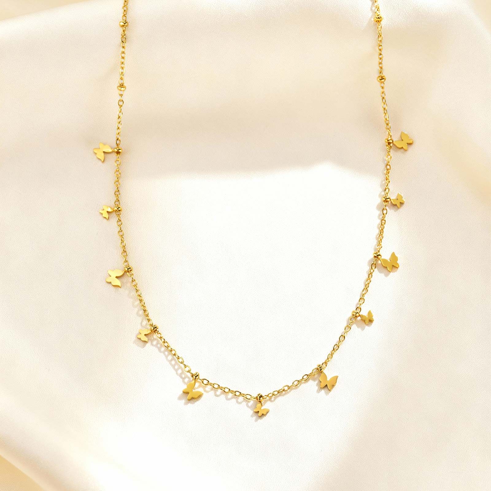 

Dainty Heart Butterfly Necklace for Women Gold Color Stainless Steel Link Chain Necklaces Fashion Charm Jewelry Gift