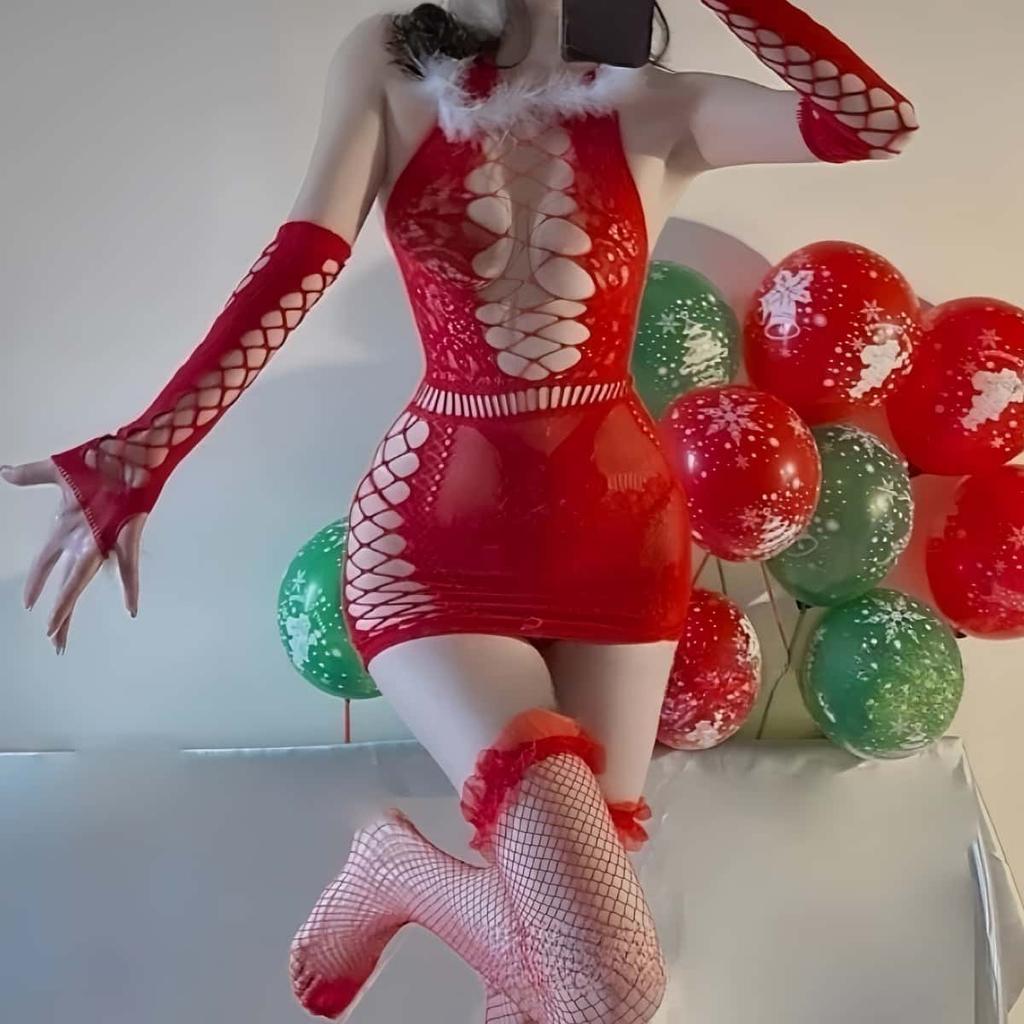 Christmas Erotic Lingerie Sexy Bodysuit Open Crotch Bodystockings Body Stocking Sex Dress Exotic Adult Underwear for Women XXXL