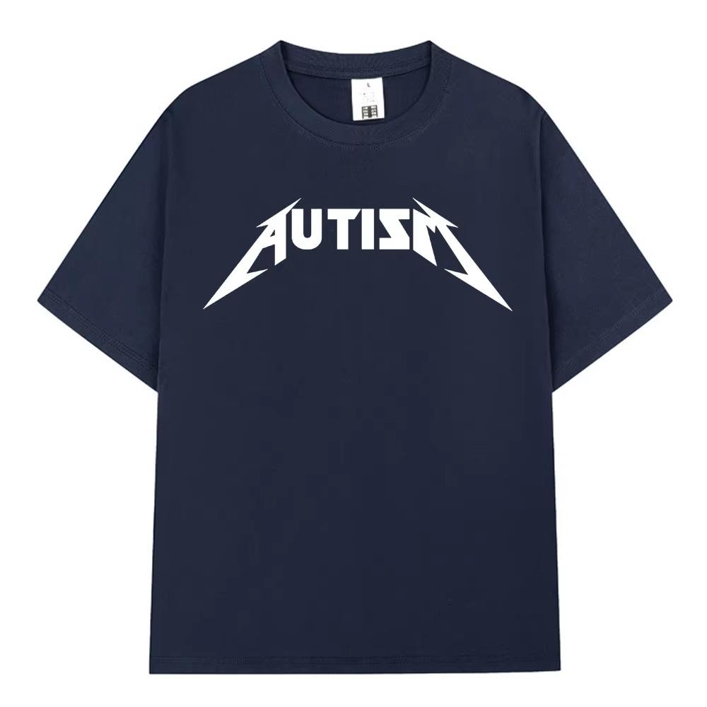 2026 Hot Sale Autism Metal Rock Meme T-shirt Men Women Fashion Hip Hop Short Sleeve Oversized T-shirts Cotton Comfort T Shirts Streetwear Tee Tops