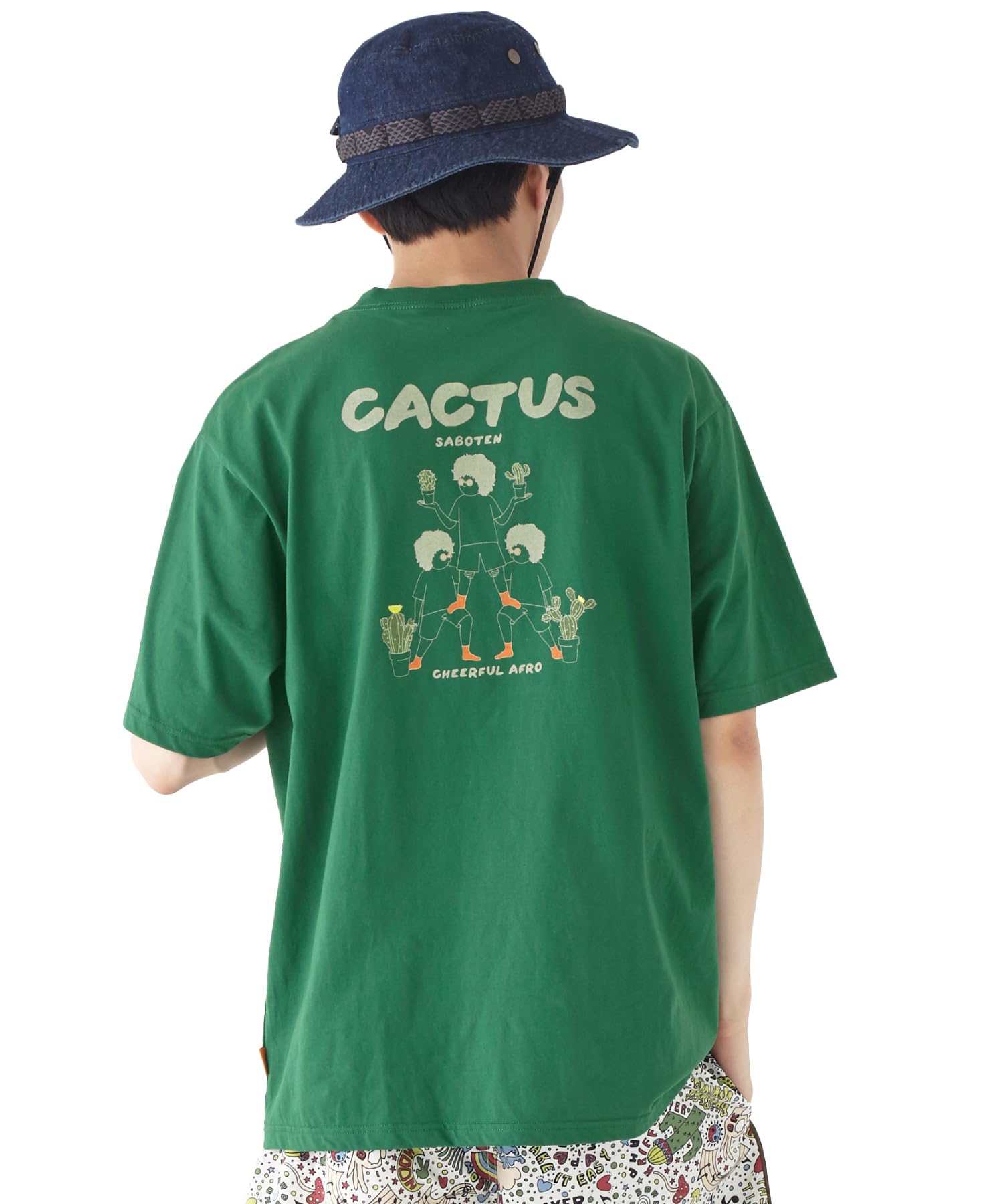 

Мужская футболка с коротким рукавом, карманом и кактусом, большая, зеленая [Cliff Mayer] Афро-кун зелёный