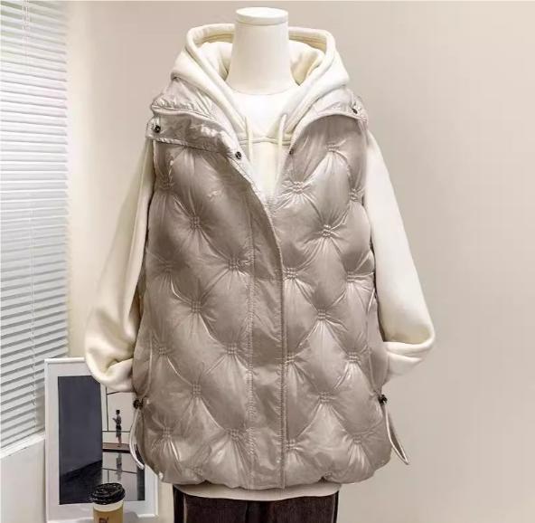 

Осенне-зимний жилет из пухового хлопка со стойкой воротником для женщин, безрукавная куртка, жилет, пальто, удобная женская куртка-майка S хаки