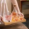 Japanese Retro Sake Set Hand Painted Plum Blossom Glass Sake Bottle Cups Warmer