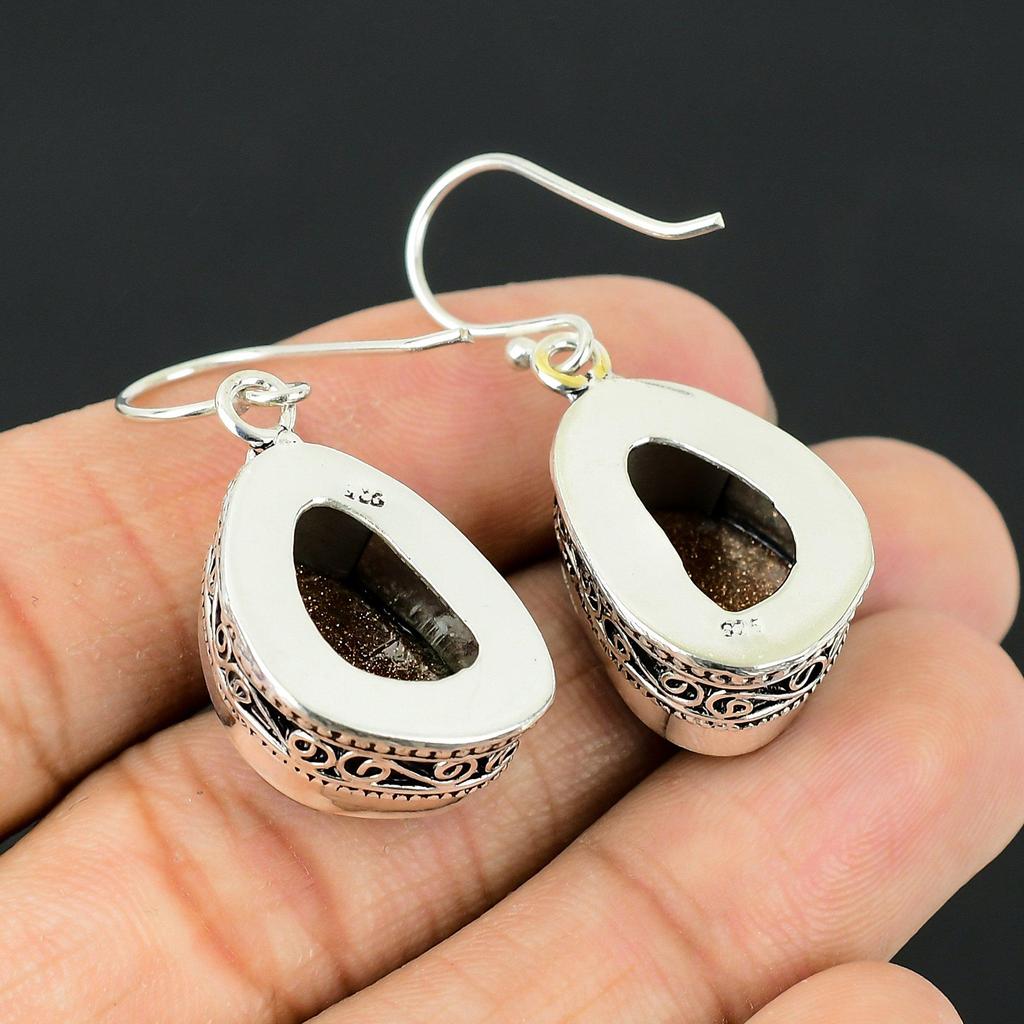 Red Sunstone Gemstone 925 Sterling Silver Wedding Drop Dangle Earrings Jewelry