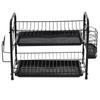 Large, two-tier standing dish drainer for dishes, black