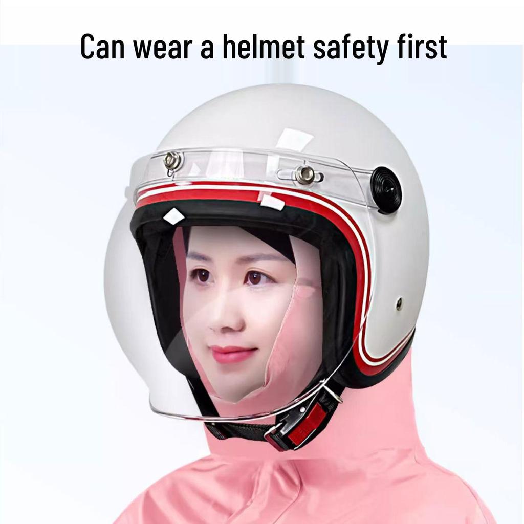 Thickened & Extended Electric Bike and Motorcycle Raincoat for Helmet Use