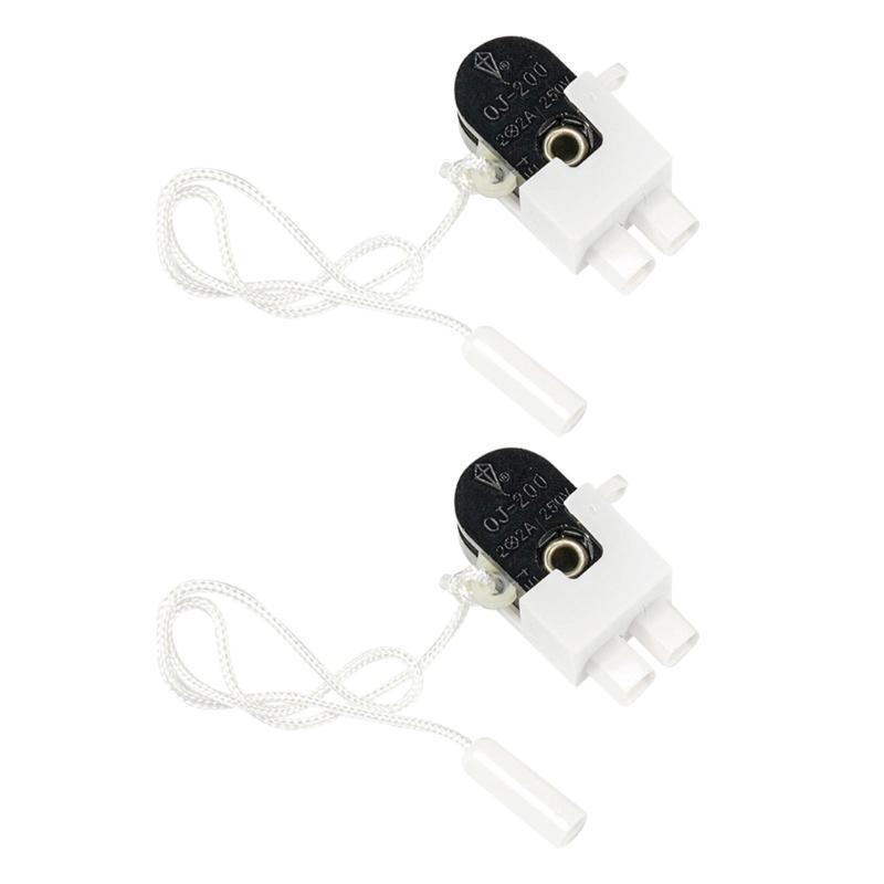  2pcs Practical Pull Cord Switches Pull Chain Switches for Ceiling Wall Lighting