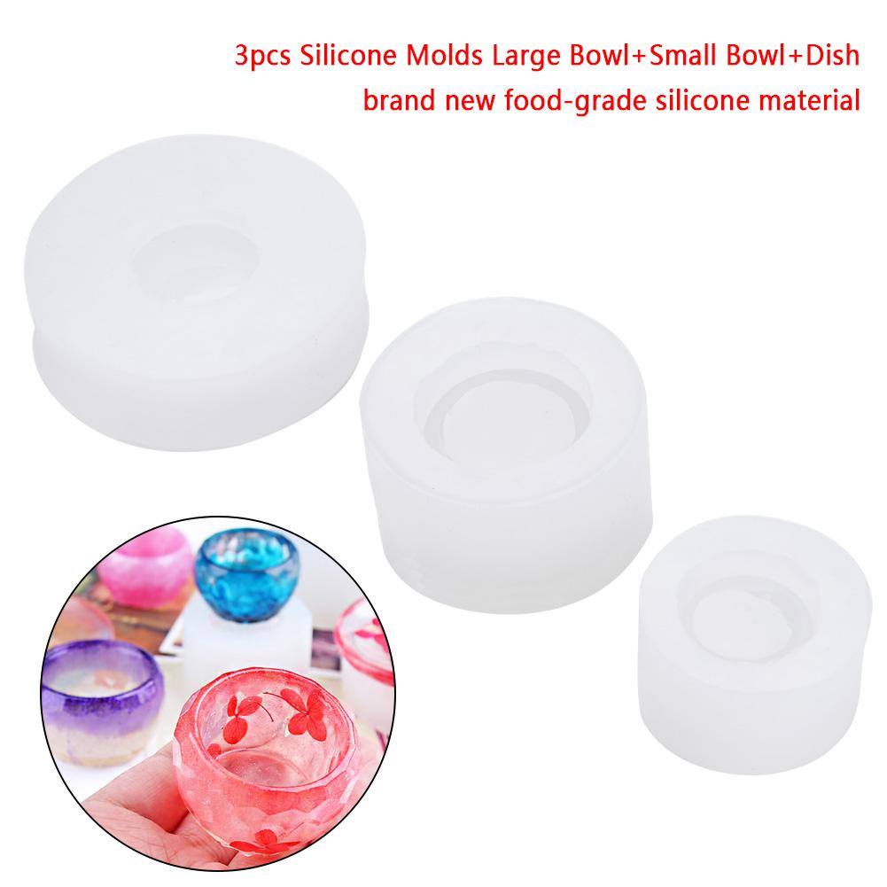 3Pcs Silicone Mold, Food Grade Material Resin Mold for Bowls and Dish Making, Wide Temperature Range -40 to 230