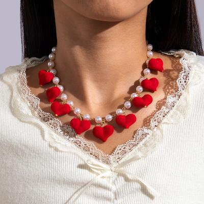 Red Love Necklace, Simple Acrylic, Fashionable, Versatile, Valentine's Day Gift, Pendant Necklace for Women
