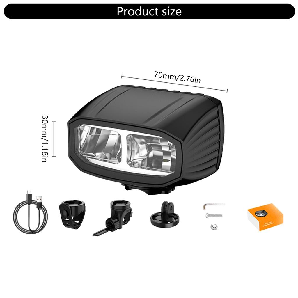 Shockproofed Bike Front Light High Capacity Battery Charging Bicycles Headlight for Low Light Trail Night Cycling