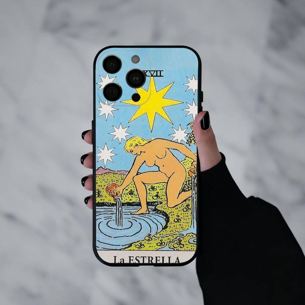

T-Tarot C-cards Phone Case For iPhone 17pro,16,15,14,13,12,11 Plus,Pro Max,XS,Soft Silicone Black Cover iPhone17