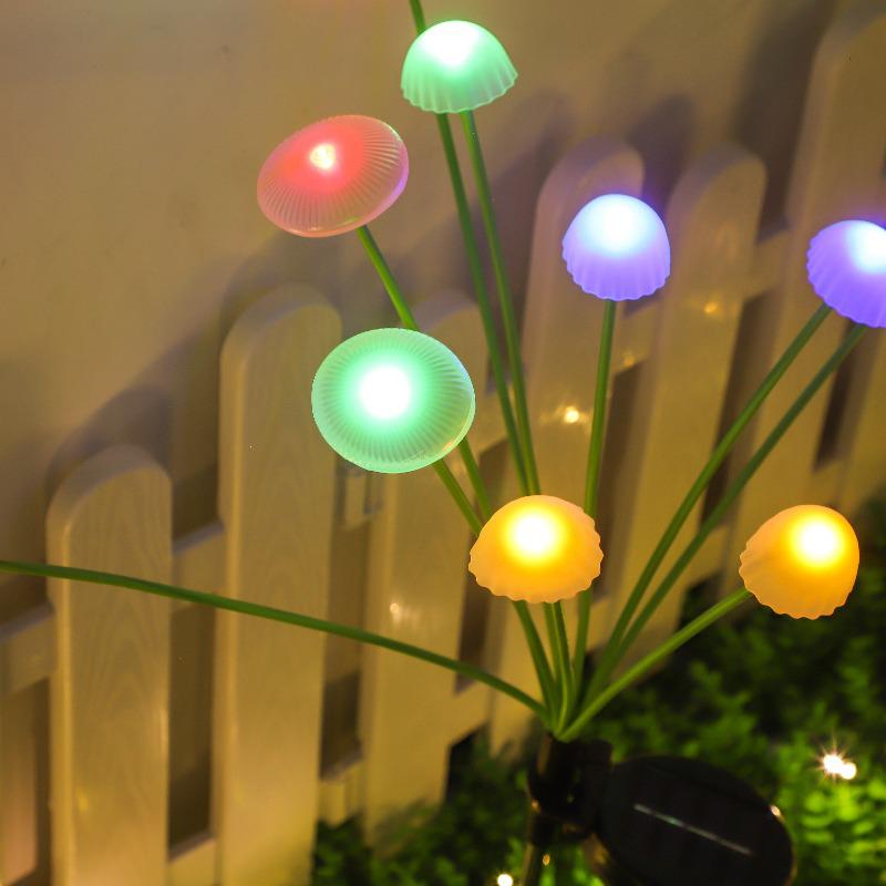 Solar Jellyfish Mushroom Garden Stake Lamp for Outdoor Lawn Decor цветной
