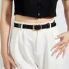 Women Gold Metal Pin Buckle Belt Fashion Stone Grain PU Leather Long Waist Belts Female Girl Jeans Pants Decoration Strap Girdle